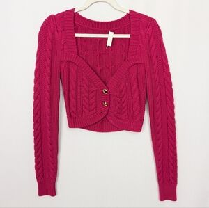 Ronny Kobo Cable Knit Cropped Cardigan